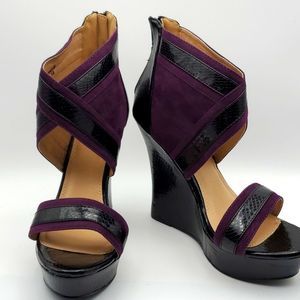 Like NEW Purple & Black Platform Wedge Heels.  SIZE 10M.  S856